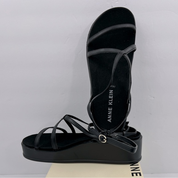 ANNE KLEIN BLACK PLATFORM STRAP SANDALS, INSOLE IS SUPER CUSHIONY, SIZE 9.5M - Picture 2 of 16